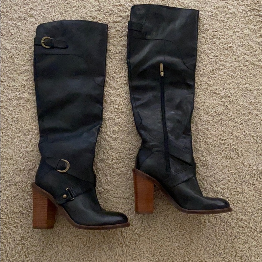 Boutique 9 Black Leather Boots over the knee